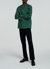 Bandana print shirt in cotton poplin - Bottle Green