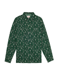 Bandana print shirt in cotton poplin - Bottle Green