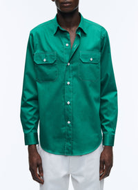 Chemise à col hirondelle coupe droite - Vert Anglais