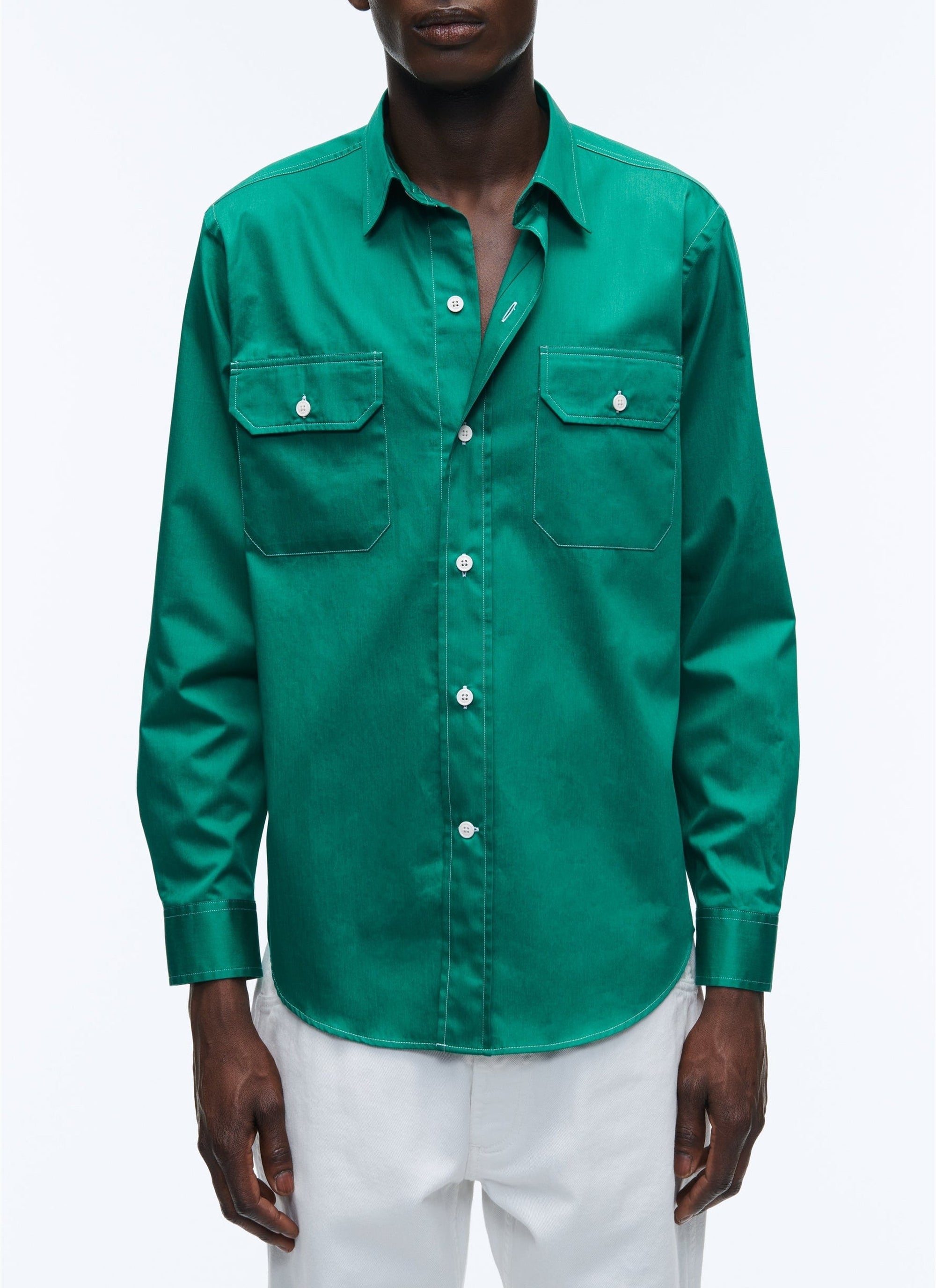 Chemise à col hirondelle coupe droite - Vert Anglais
