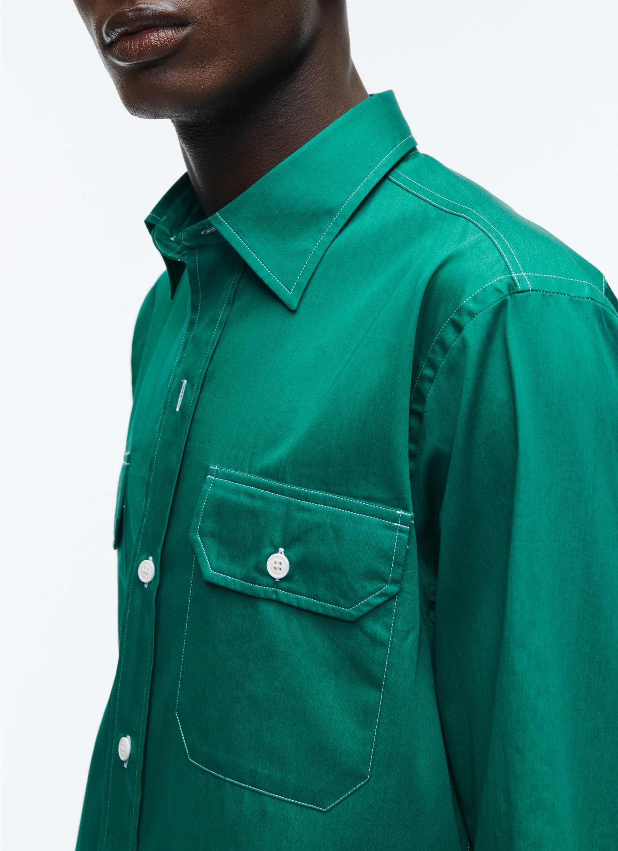 Chemise à col hirondelle coupe droite - Vert Anglais