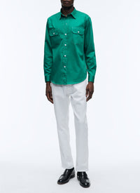 Chemise à col hirondelle coupe droite - Vert Anglais