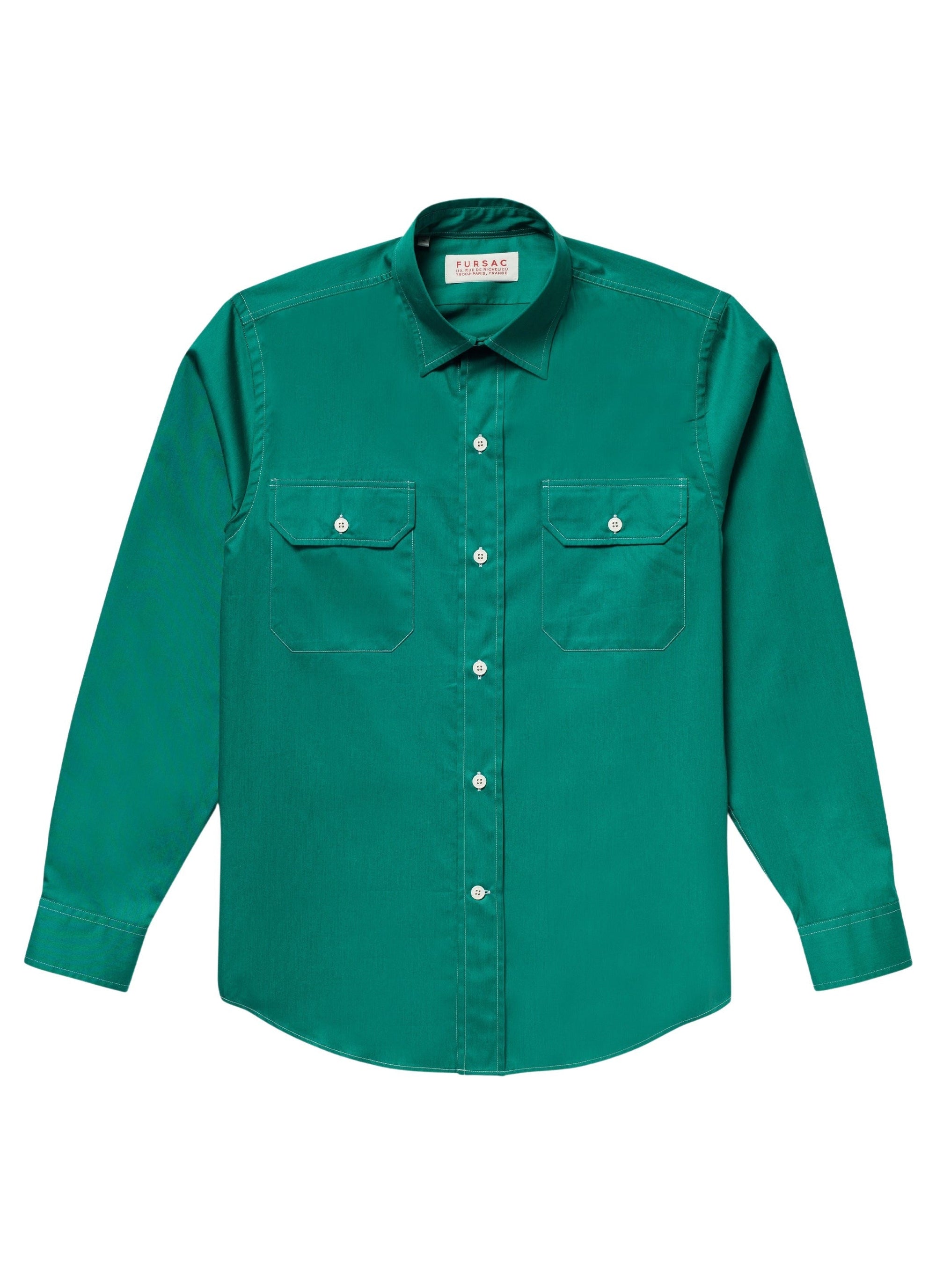 Chemise à col hirondelle coupe droite - Vert Anglais