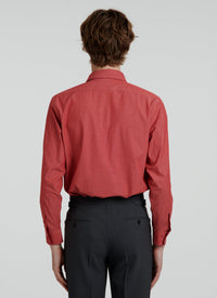 Swallow-neck overshirt, straight cut - Vermilion