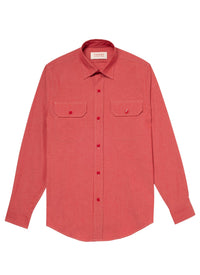 Swallow-neck overshirt, straight cut - Vermilion
