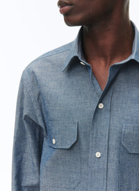 Cotton chambray overshirt - Denim blue