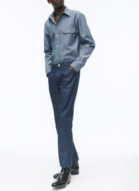 Cotton chambray overshirt - Denim blue