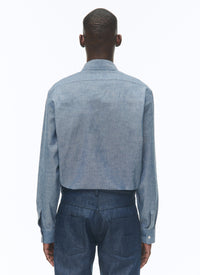 Cotton chambray overshirt - Denim blue