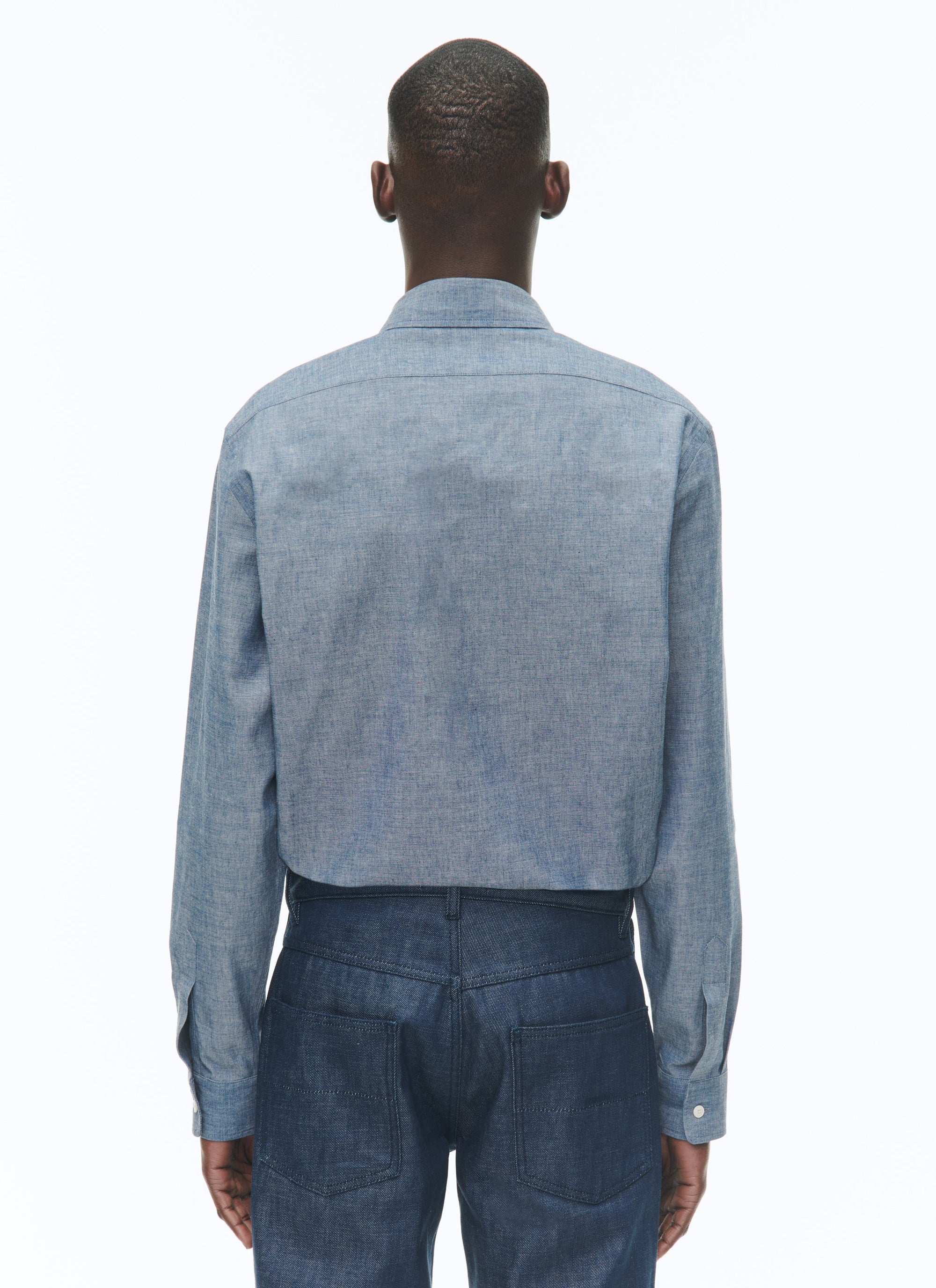 Cotton chambray overshirt - Denim blue