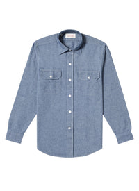 Cotton chambray overshirt - Denim blue