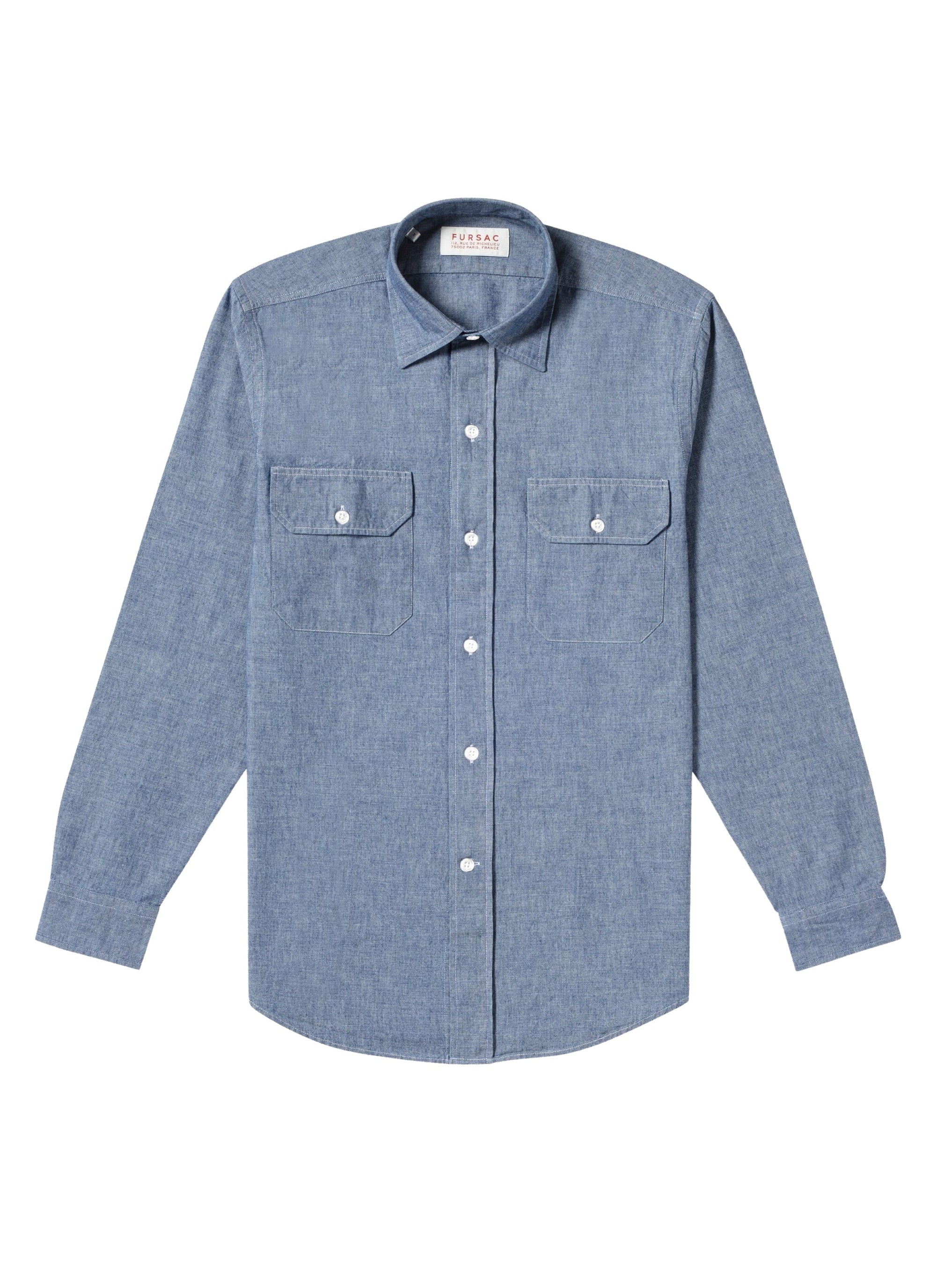 Cotton chambray overshirt - Denim blue