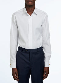 Fitted shirt with stand-up collar - White