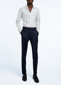 Fitted shirt with stand-up collar - White