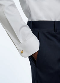 Fitted shirt with stand-up collar - White