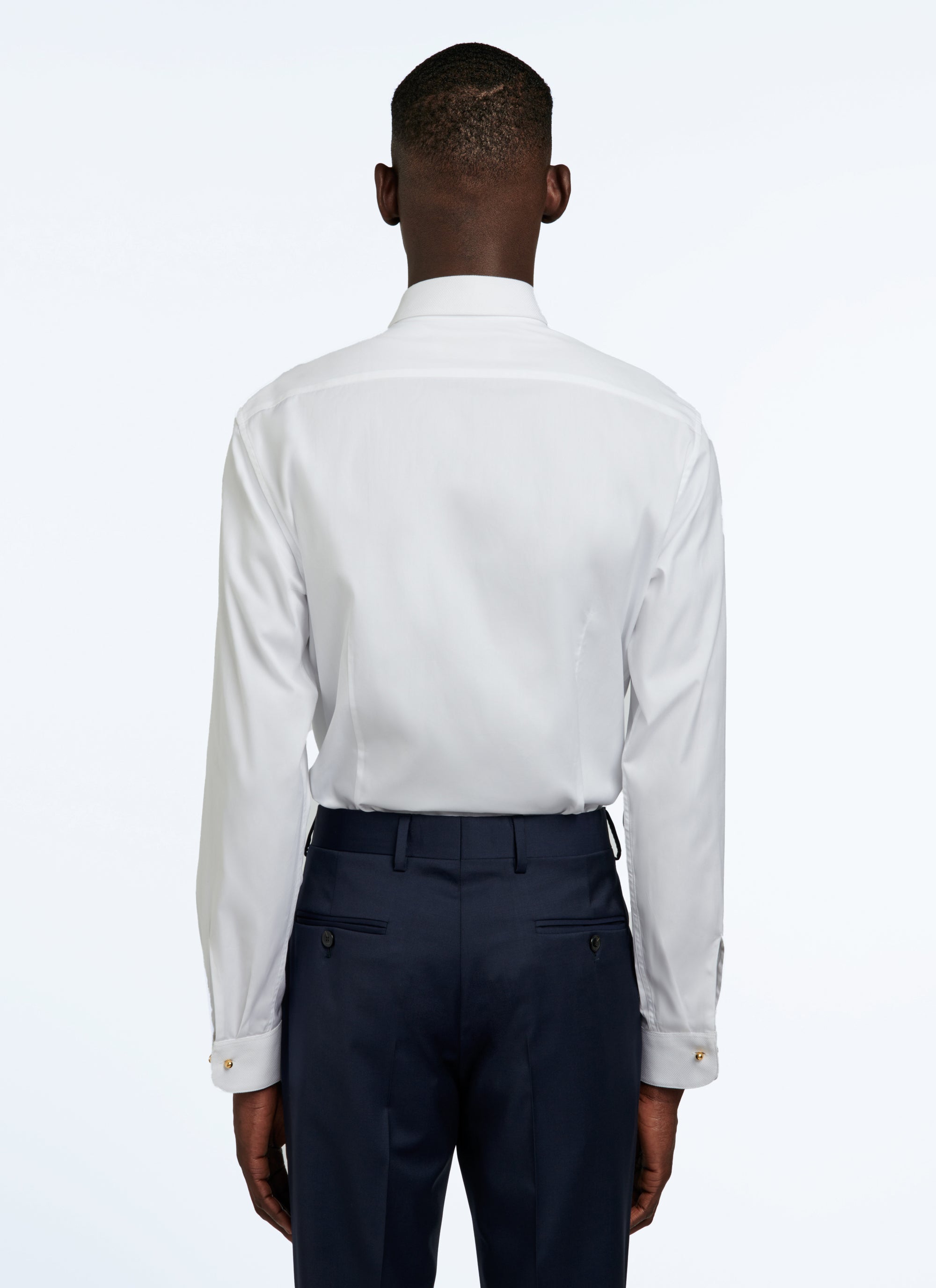Fitted shirt with stand-up collar - White