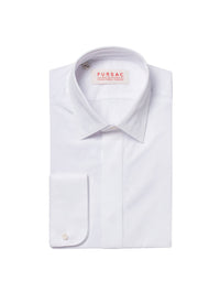 Fitted shirt with stand-up collar - White