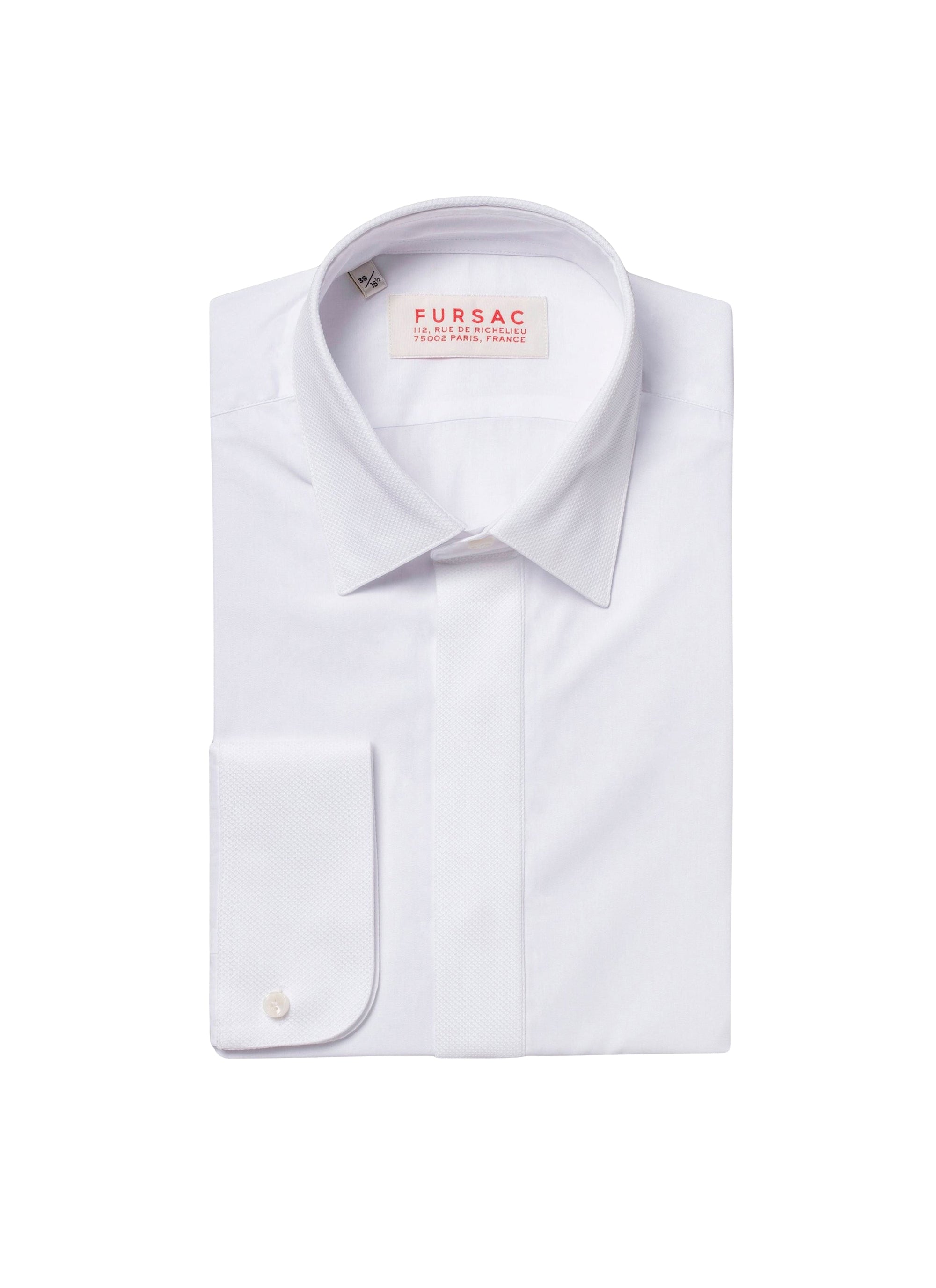 Fitted shirt with stand-up collar - White