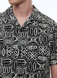 Chemise droite à col ouverte - Noir