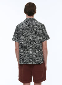 Chemise droite à col ouverte - Noir