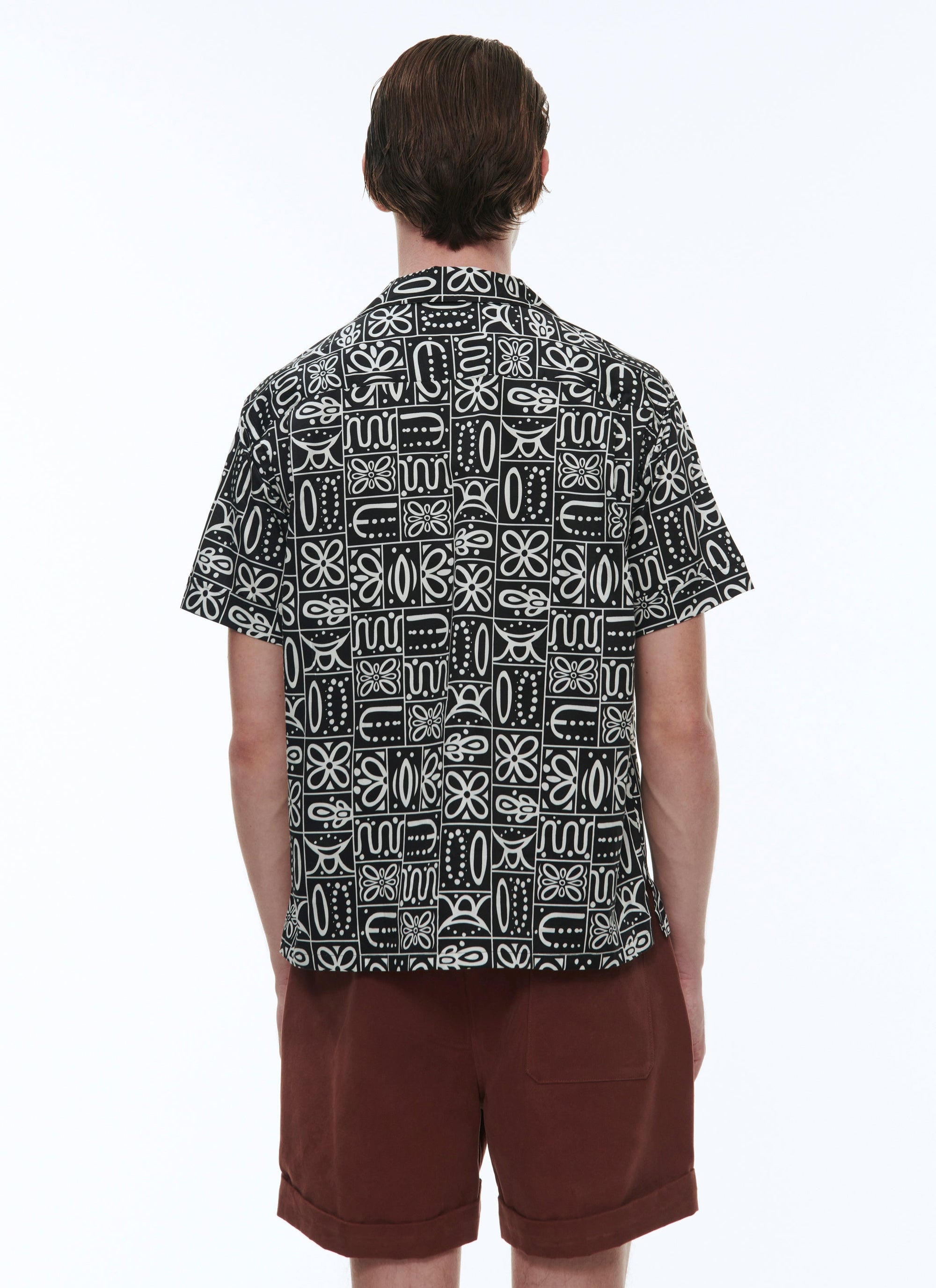 Chemise droite à col ouverte - Noir