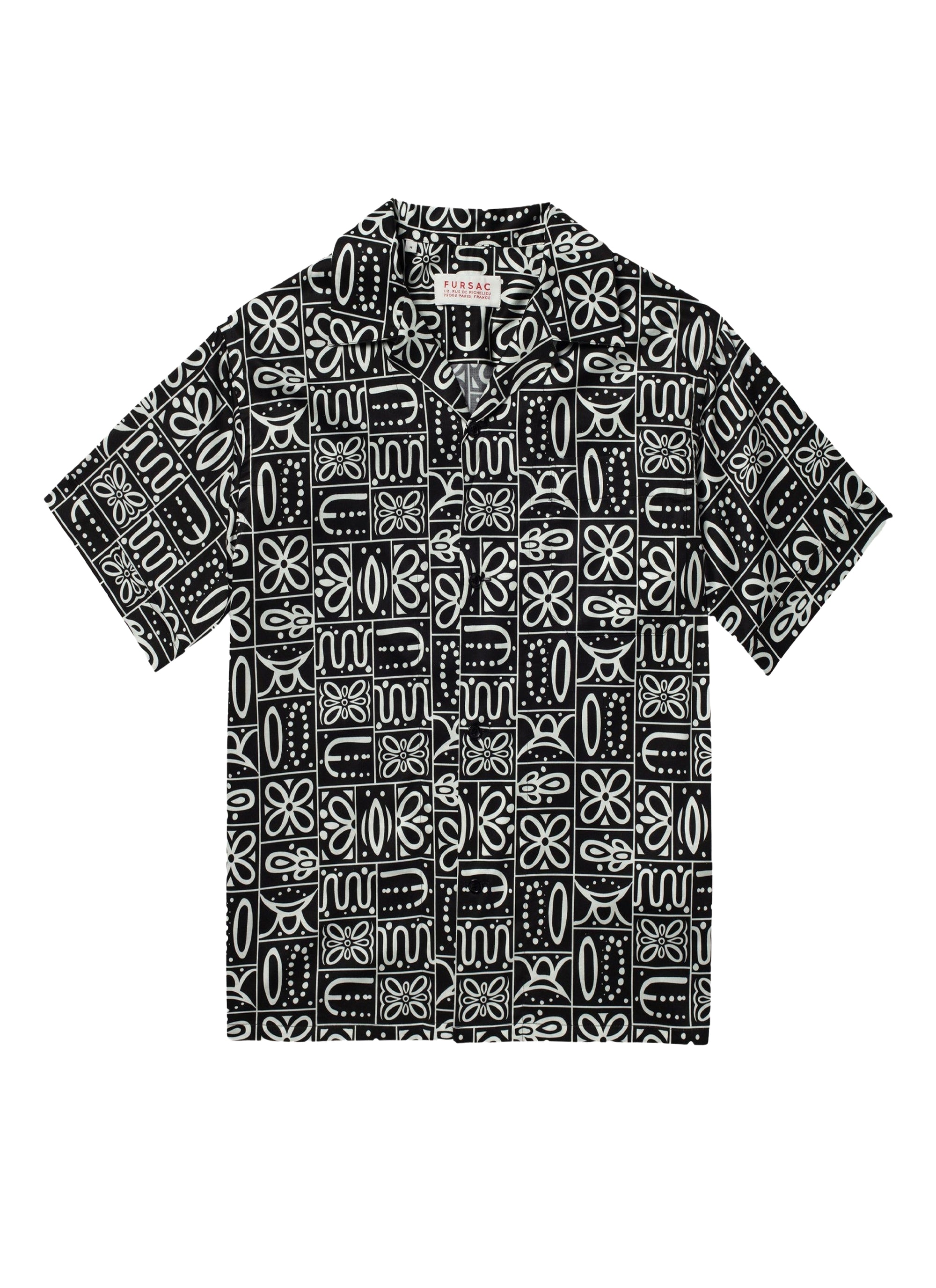 Chemise droite à col ouverte - Noir