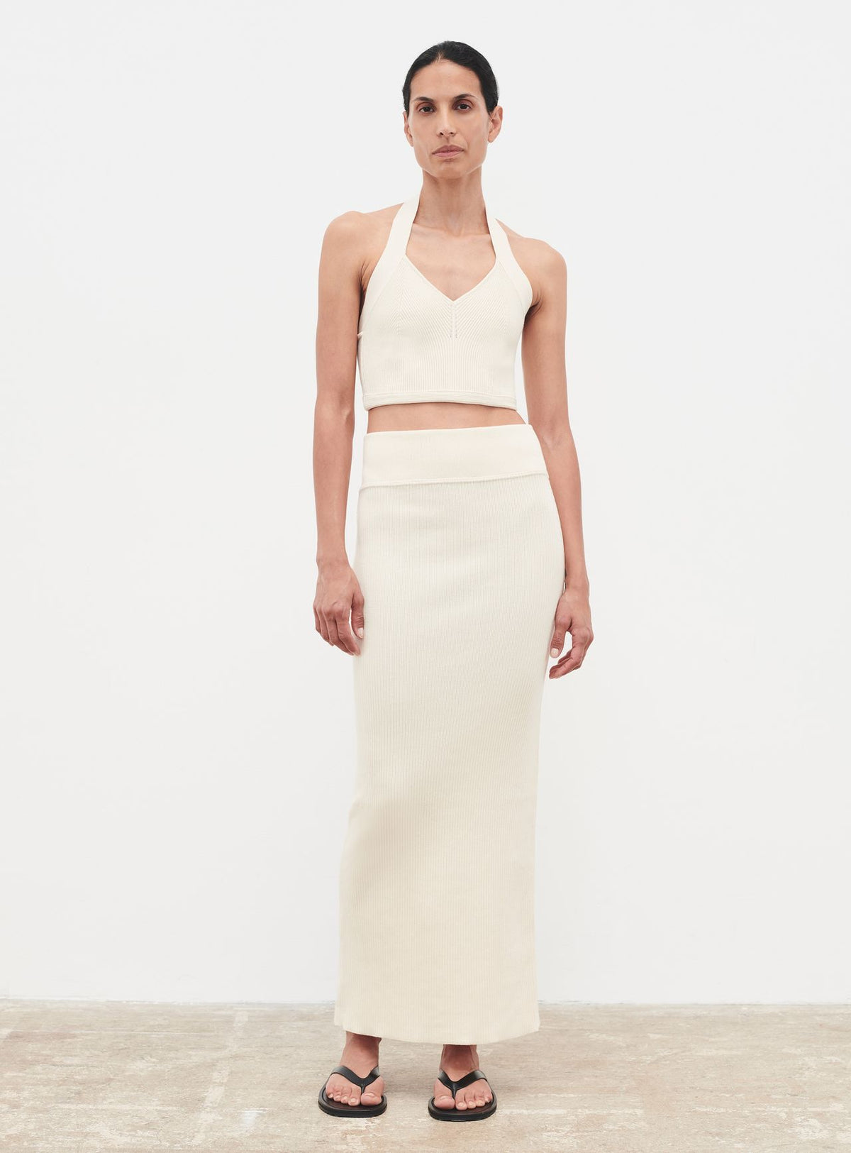 Contour Knit Skirt - Creme