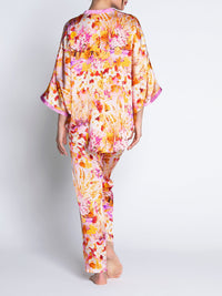 Pantalon Jardins de Lumière en soie imprimé - Bouquet Lumière