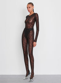 Metallic Lace Tight - Black / Silver