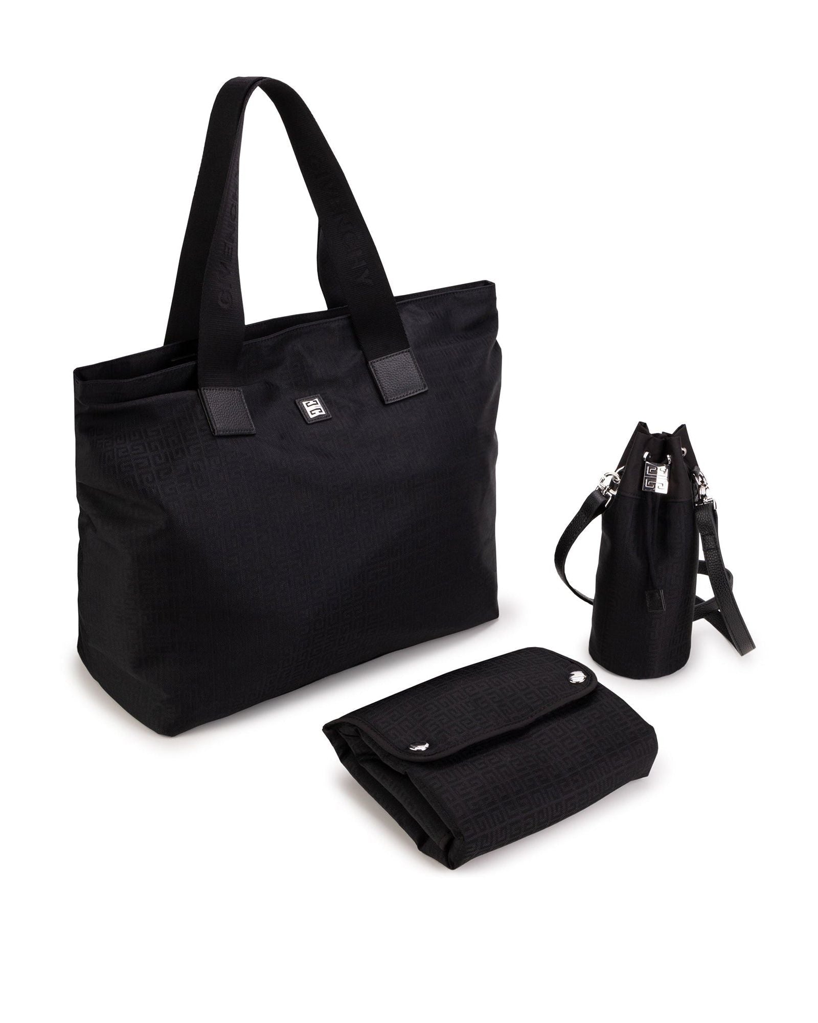 Sac à langer avec détails en cuir - Black