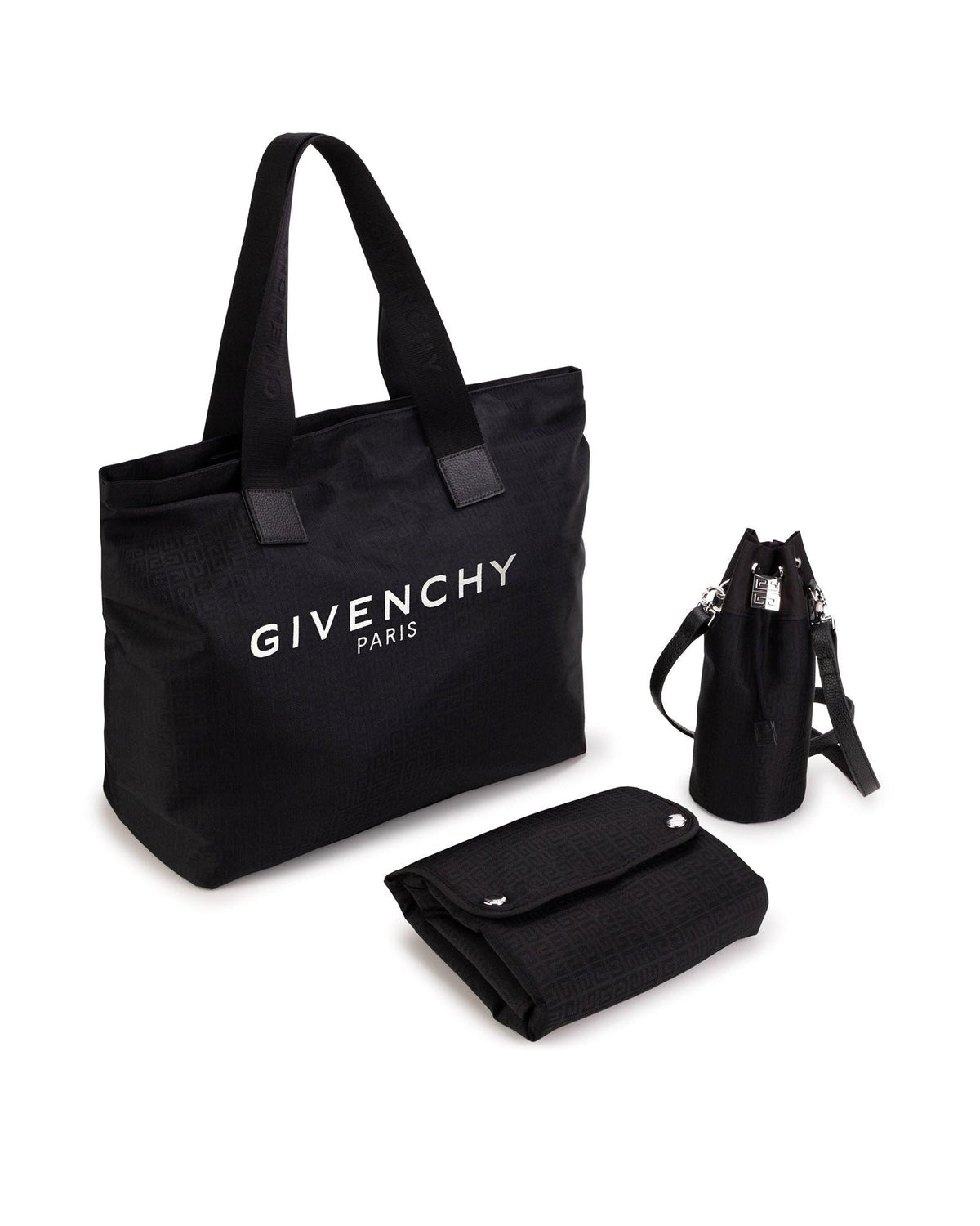 Sac à langer jacquard en cuir - Black