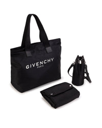 Sac à langer avec détails en cuir - Black