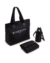 Changing bag with leather details - Black