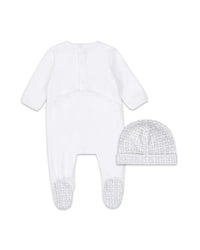 Ensemble pyjama et bonnet en velours éponge - Blanc