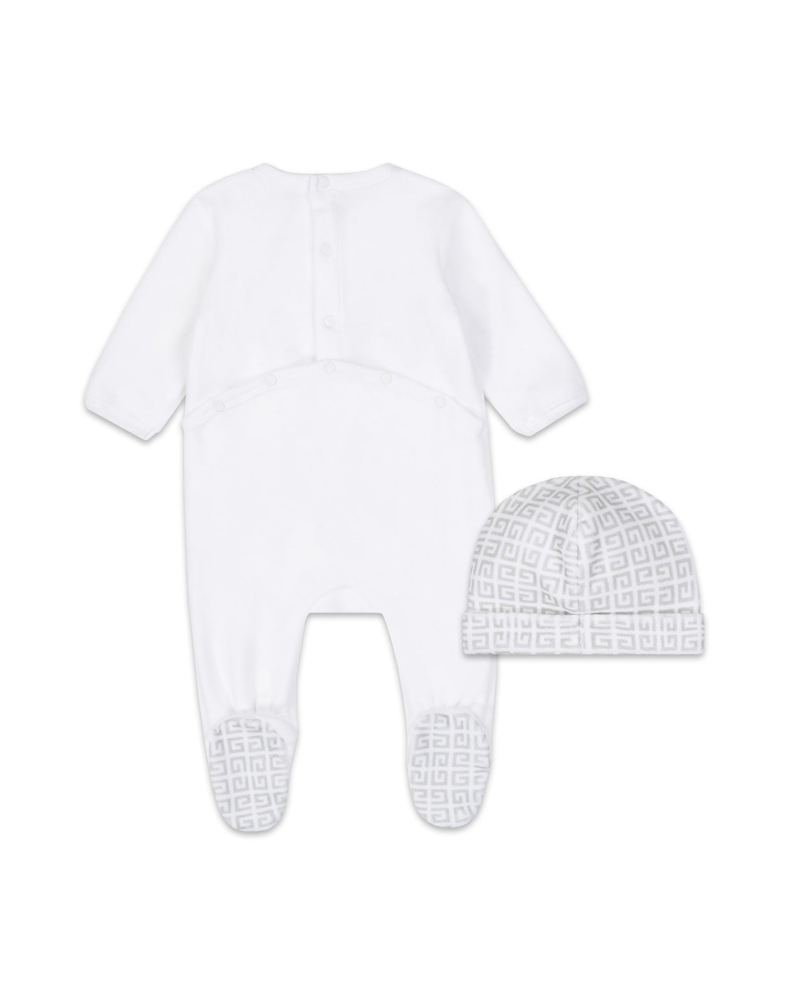 Ensemble pyjama et bonnet en velours éponge - Blanc