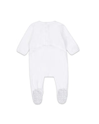 Ensemble pyjama et bonnet en velours éponge - Blanc