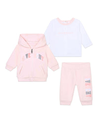 Ensemble t-shirt pantalon et cardigan en coton - Marshmallow