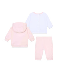 Ensemble t-shirt pantalon et cardigan en coton - Marshmallow