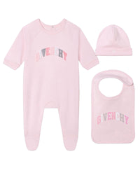 Ensemble pyjama bavoir et bonnet en coton - Marshmallow