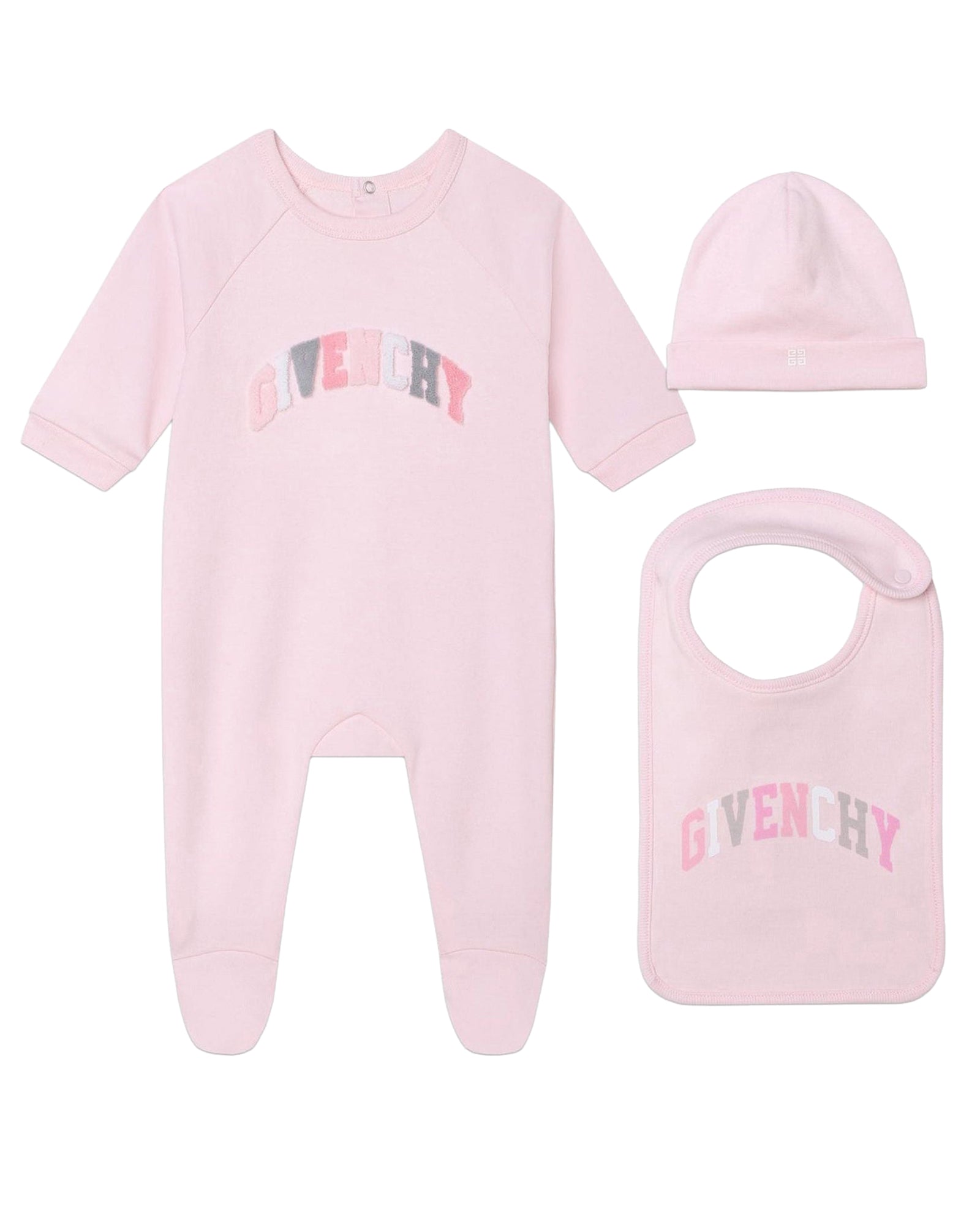 Ensemble pyjama bavoir et bonnet en coton - Marshmallow