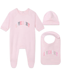Ensemble pyjama bavoir et bonnet en coton - Marshmallow