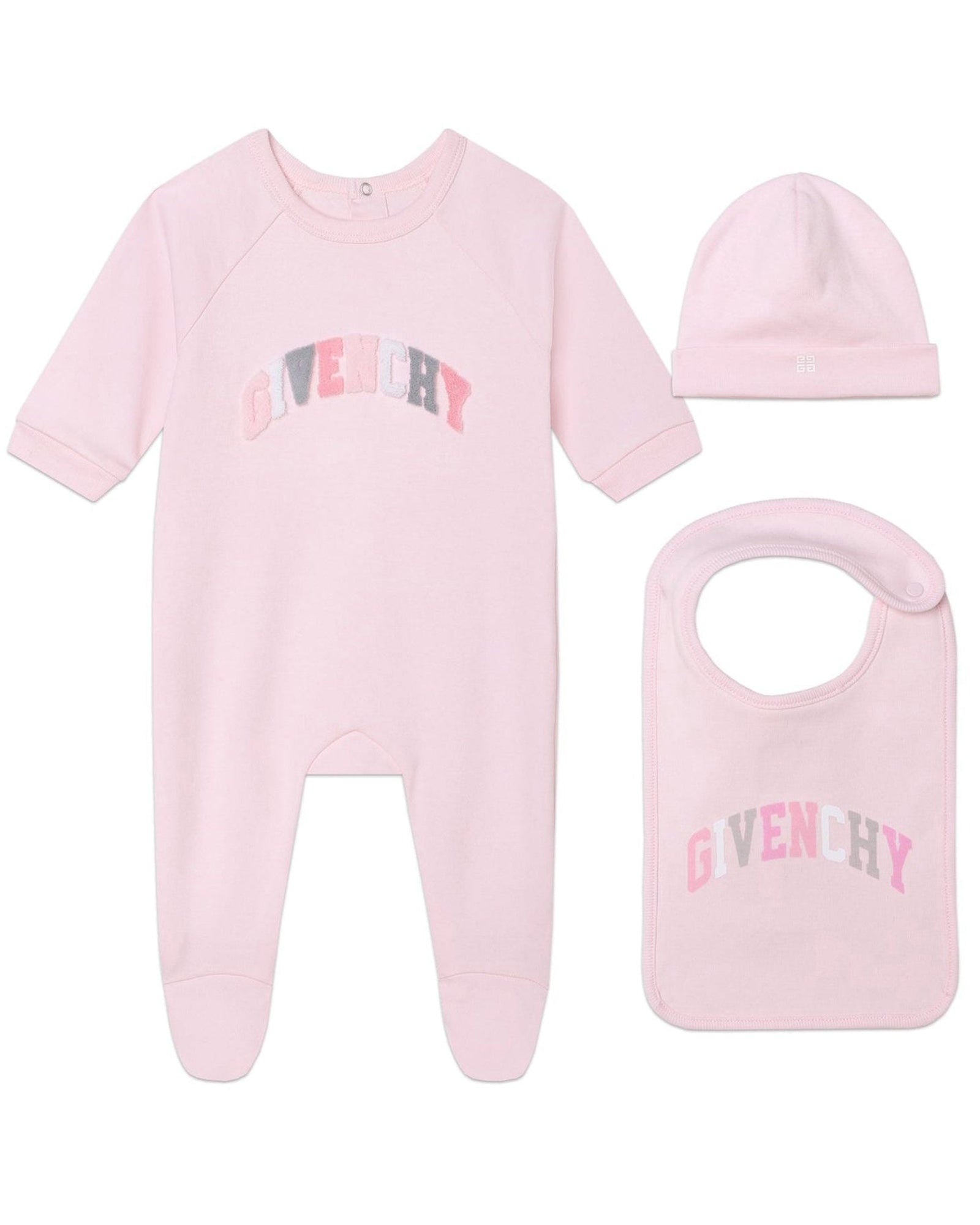 Ensemble pyjama bavoir et bonnet en coton - Marshmallow