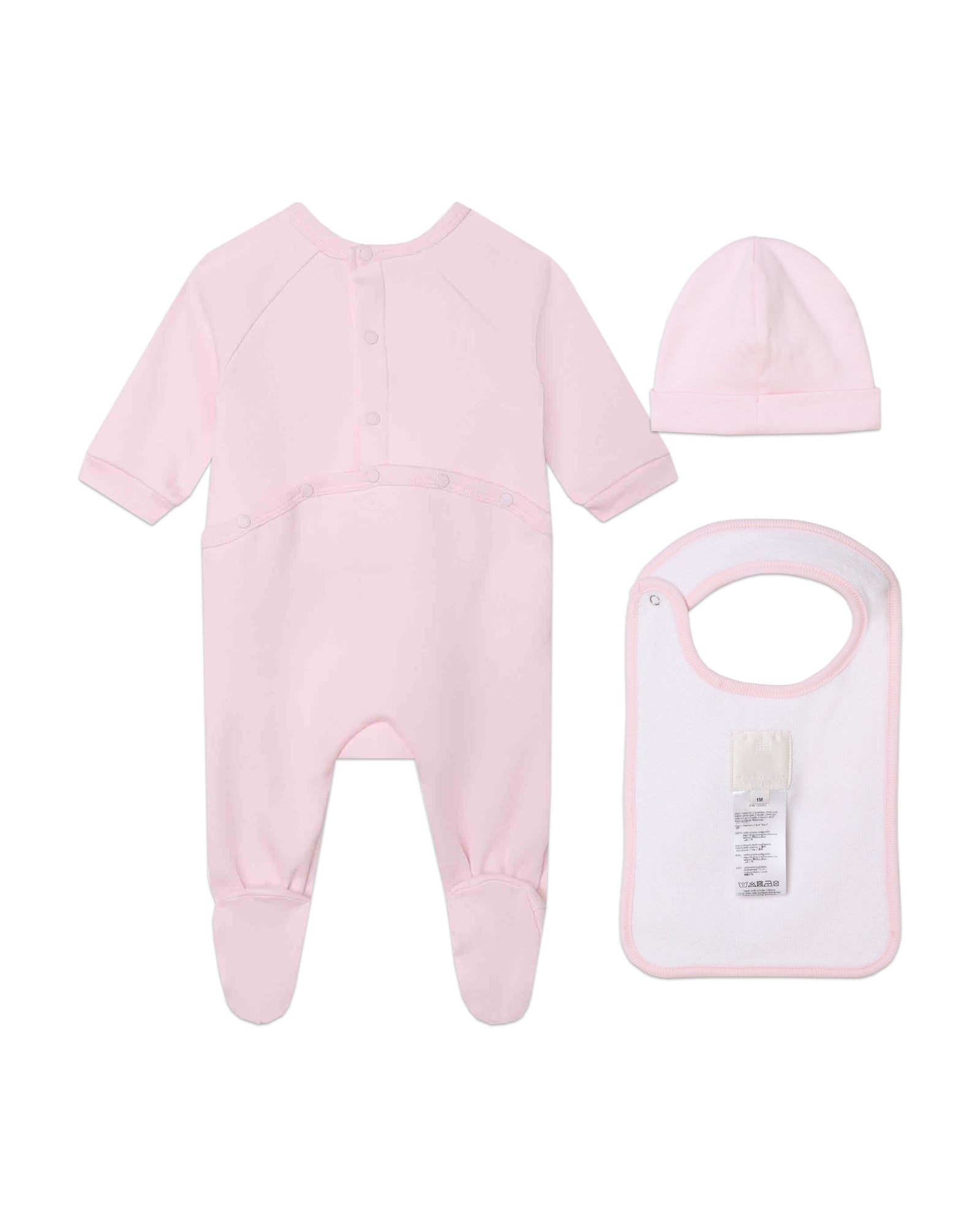 Ensemble pyjama bavoir et bonnet en coton - Marshmallow