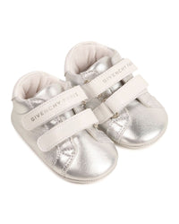 Chaussons à scratch en cuir - Silver