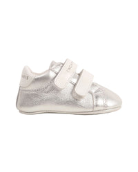 Chaussons à scratch en cuir - Silver