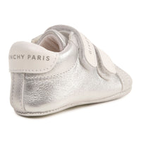 Chaussons à scratch en cuir - Silver