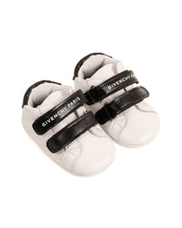 Chaussons à scratch en cuir - Blanc