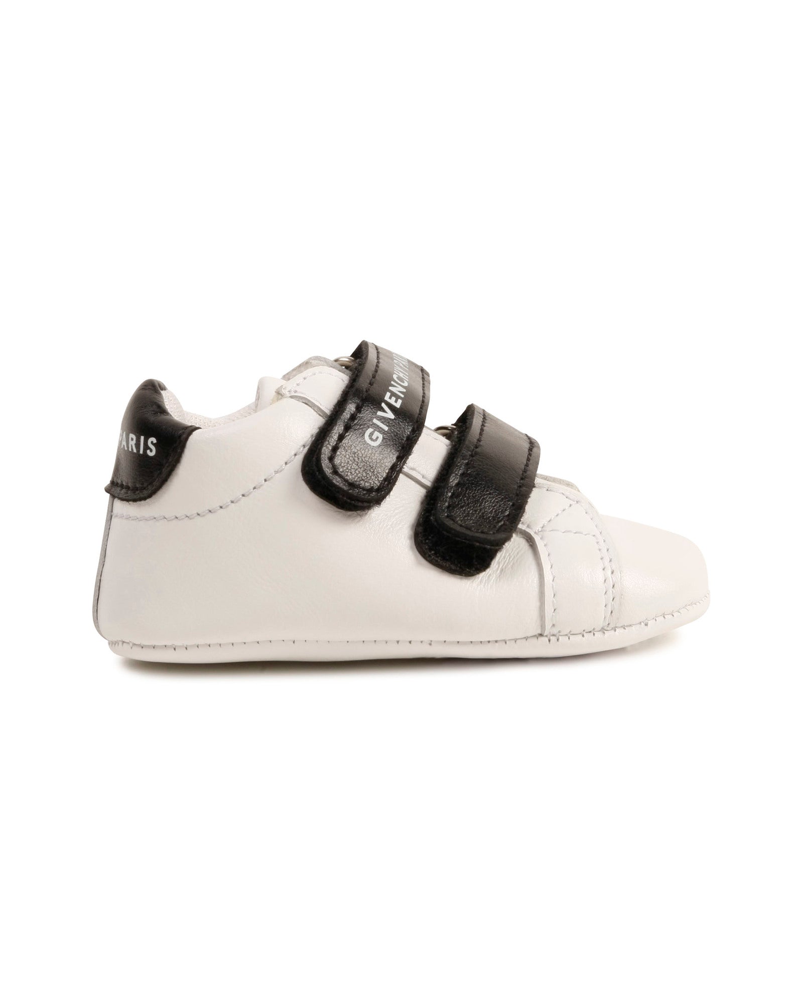 Chaussons à scratch en cuir - Blanc