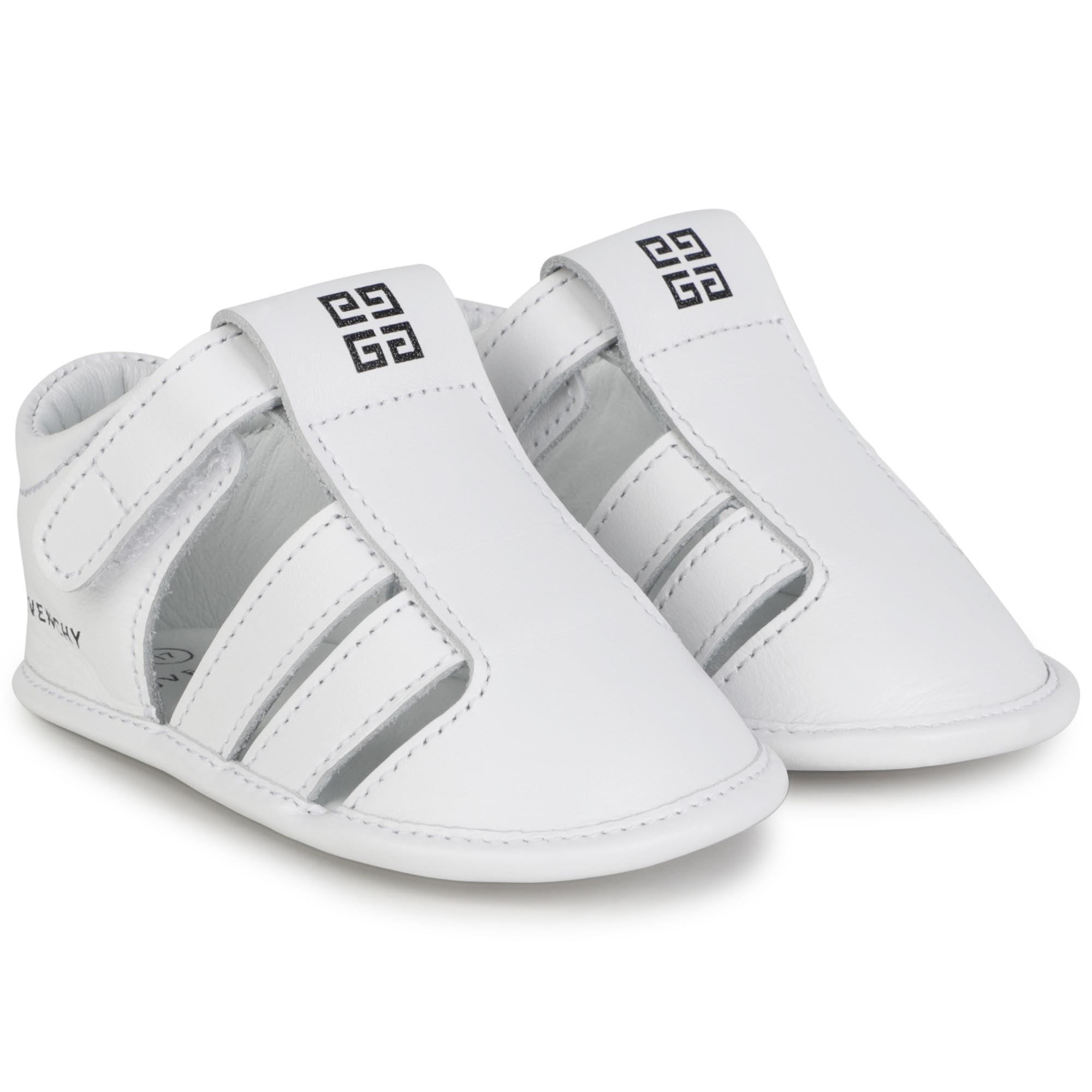 Chaussons ouvert avec brides en cuir de vache - Blanc