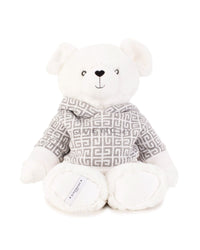 Doudou avec sweat capuche en tricot - Blanc gris