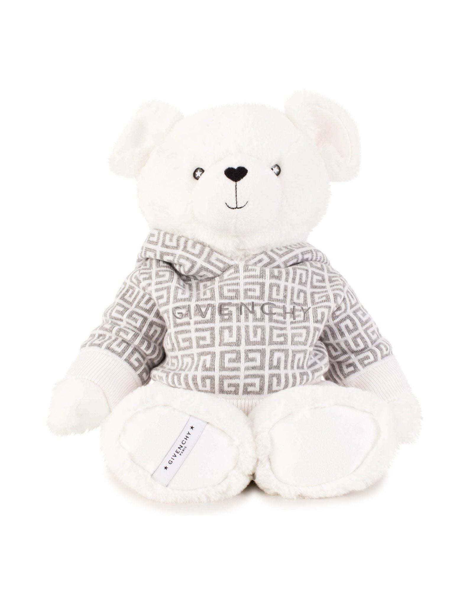 Doudou avec sweat capuche en tricot - Blanc gris